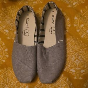 TOMS Slip-On Canvas Shoes in Taupe Gray
